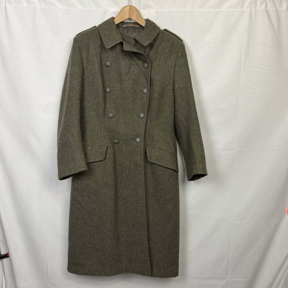 VTG Men's 1950s Swedish Army Wool Trench Coat 1956 Sz EU44 Overcoat